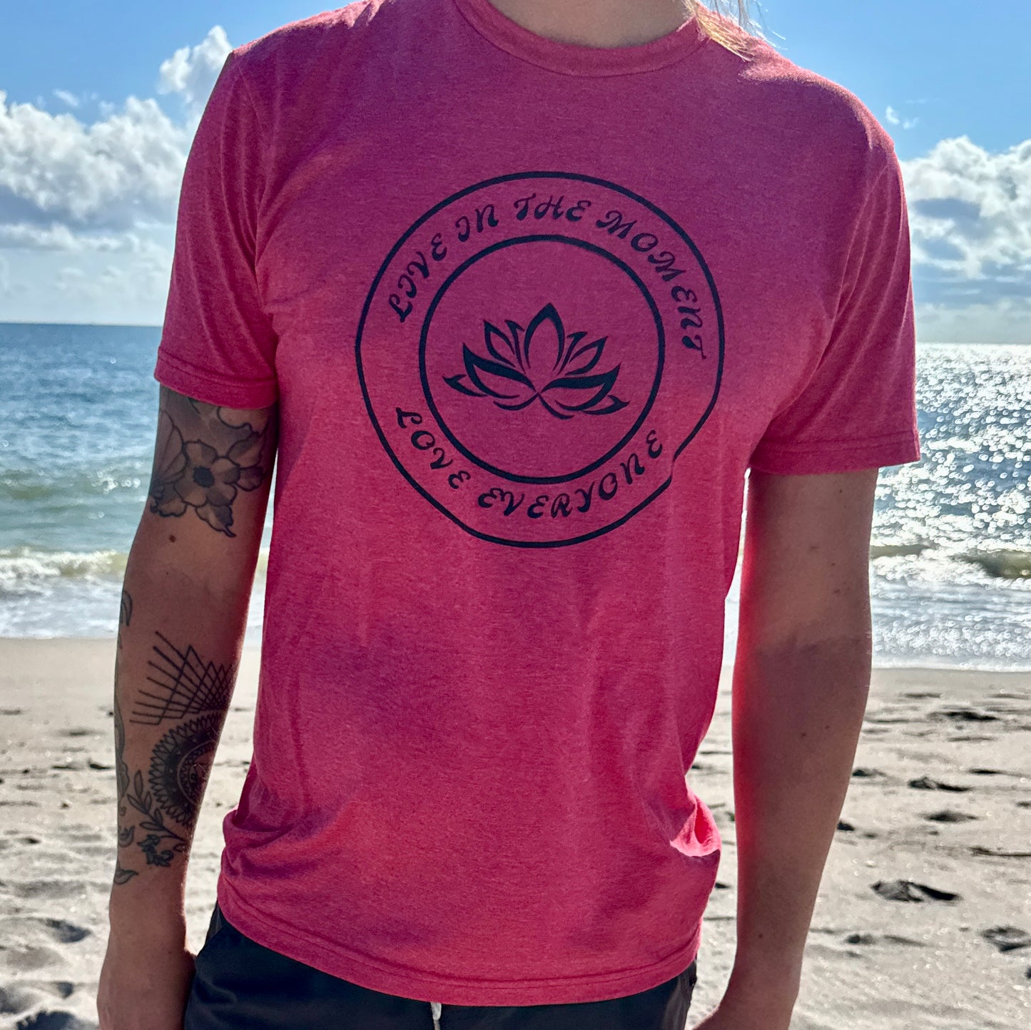 Live in the Moment, Love Everyone Lotus T-Shirt – Embrace Mindfulness & Positivity